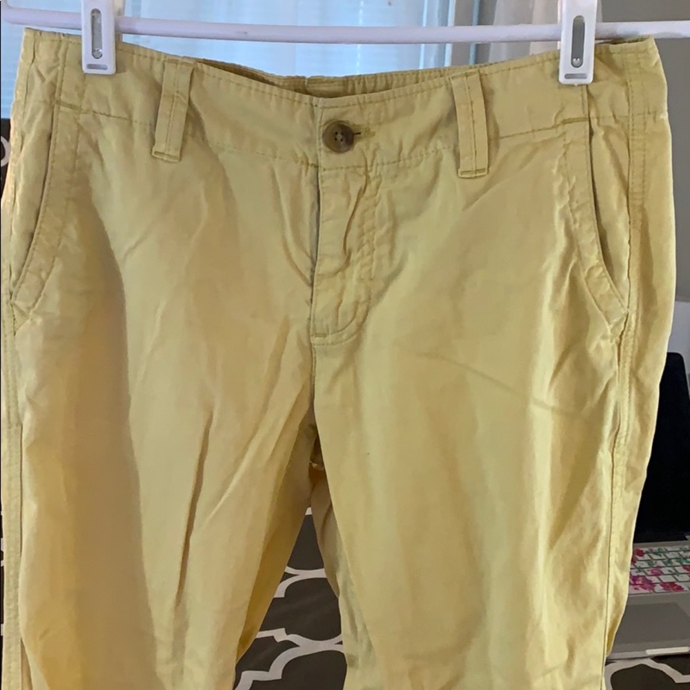 Yellow trousers.